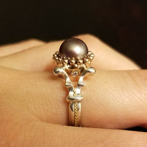 TAHITIAN PEARL, DIAMONDS, 14KT ROSE GOLD & STERLING SILVER