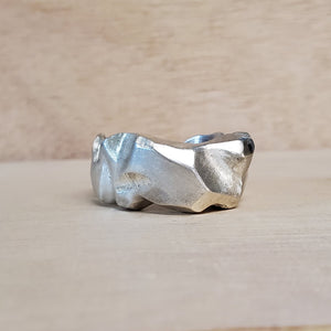 STERLING SILVER RING WITH SATIN & FLORENTINE FINISH