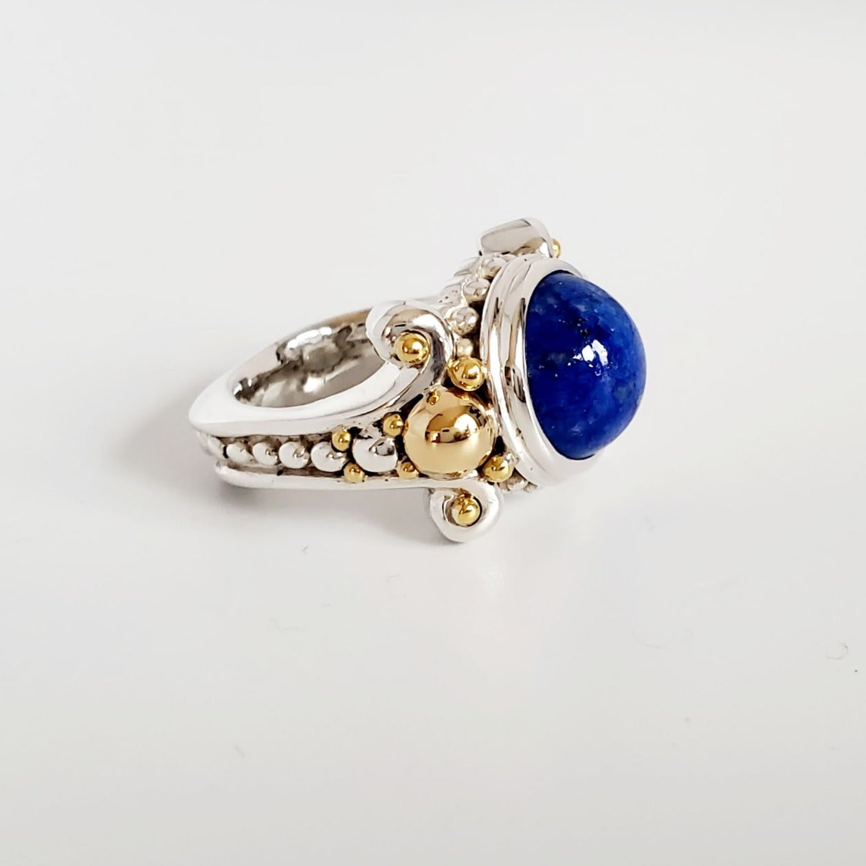 STERLING SILVER & 22KT GOLD LAPIS LAZULI RING – purple rat