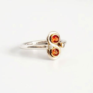 TWO-TONED ORANGE SAPPHIRES & DIAMONDS IN 18KT & STERLING SILVER