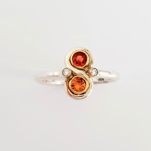 TWO-TONED ORANGE SAPPHIRES & DIAMONDS IN 18KT & STERLING SILVER