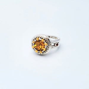 STERLING SILVER & 22KT YELLOW GOLD WITH YELLOW CITRINE & POMEGRANATE SAPPHIRES